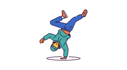 Fototapeta premium Breakdancer Performing One Handed Freeze Move Illustration