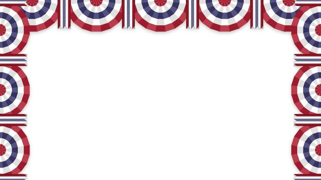 Seamless Looping Patriotic Bunting -  Top Left Right Motion Background 4K 60fps