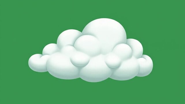 A single fluffy white cloud isolated against a solid green background