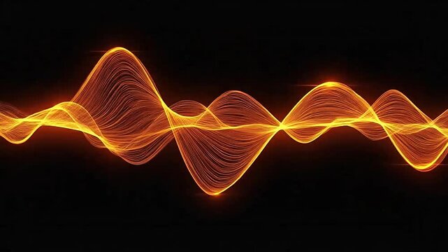 A glowing golden wave of light flows across a dark background