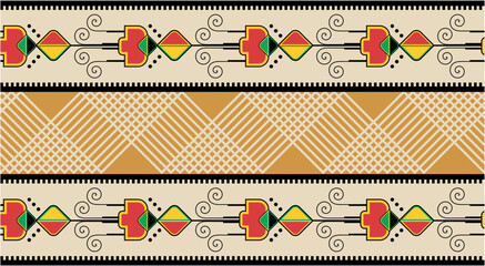 Geometric textile decorative pattern vector illustration design featuring floral motifs in teal, turquoise, and white with cross-stitch style for fabric, embroidery, and cultural art resources © Hassan