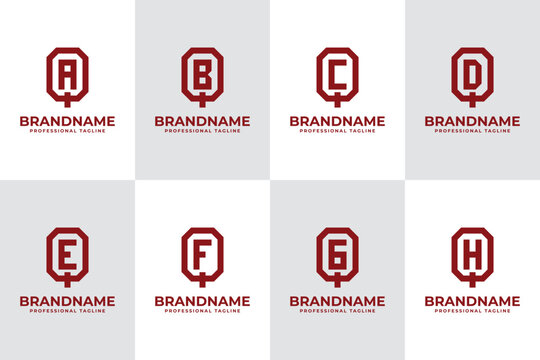 Letters QA QB QC QD QE QF QG QH Monogram Logo Set, great for AQ BQ CQ DQ EQ FQ GQ HQ Initials