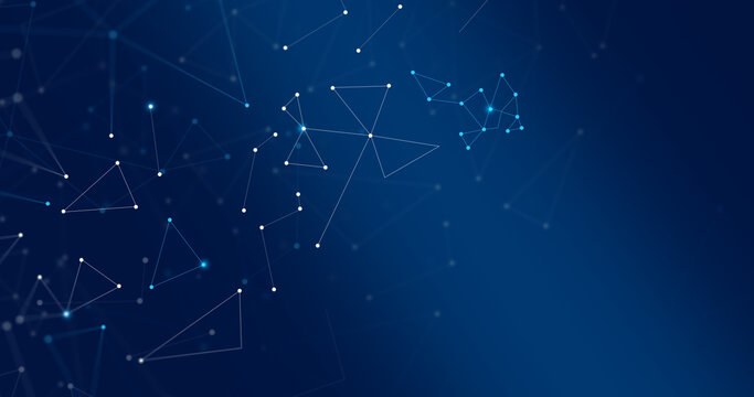 Abstract Digital Network Technology Background with Connected Nodes Data Communication and AI System