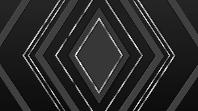 Luxurious geometric diamond pattern with layered dark and black panels and thin metallic background animation