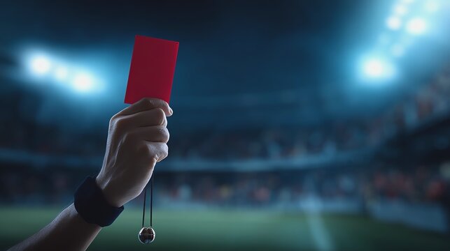 Referee showing red card during a soccer game