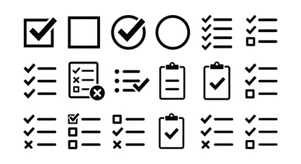Checkmark And List Icons Flat Vector Symbols On White Background © nurjahan