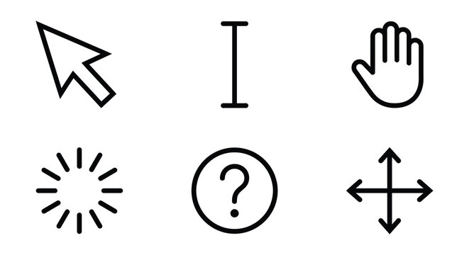 Cursor And Hand Icons Flat Vector Set On White Background