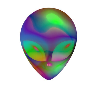Psychedelic Alien Face &ndash; Neon Cosmic Extraterrestrial Art Illustration
