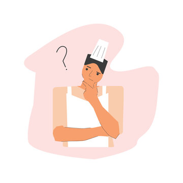 Chef Thinking Flat Illustration