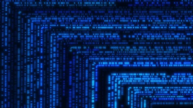 Glowing Blue Binary Code Lines Abstract Motion Video Animated Background