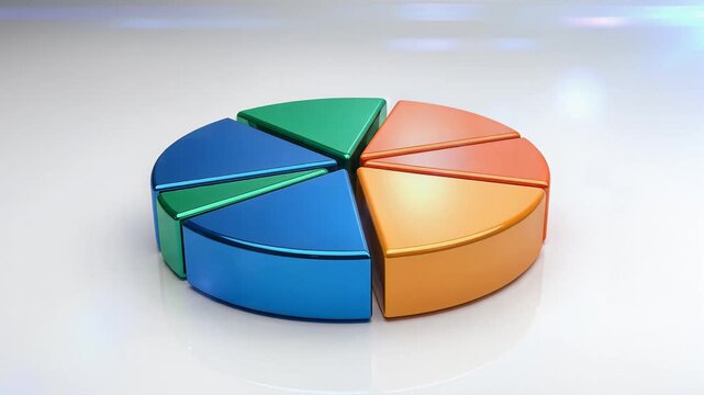 3 d rendered pie chart infographic showing data analysis and business statistics