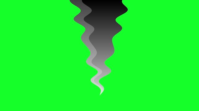 2D cartoon style smoke animation showing burning puff or vapor effect on chroma key green screen background, 4k loopable video.