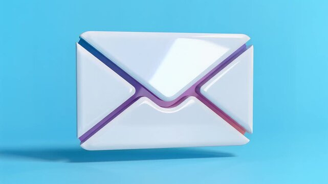 3 d white envelope icon on a vibrant blue background for communication concepts