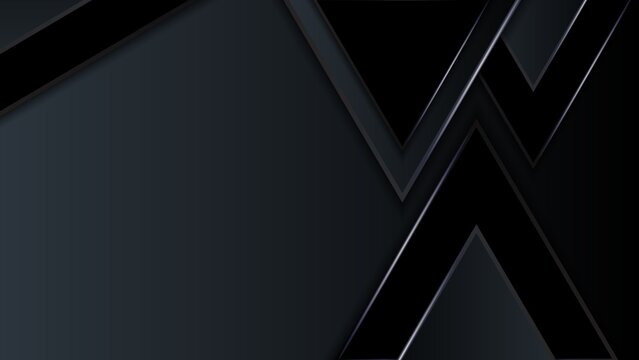 ​A modern abstract background featuring sharp, layered geometric shapes in a dark metallic color palette. The design showcases sharp V-shaped angles and clean lines with subtle gradients and glossy li