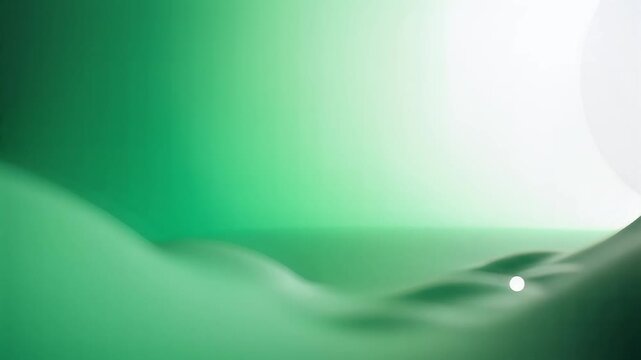 Abstract 3 d green and white gradient flowing liquid shapes with soft lighting