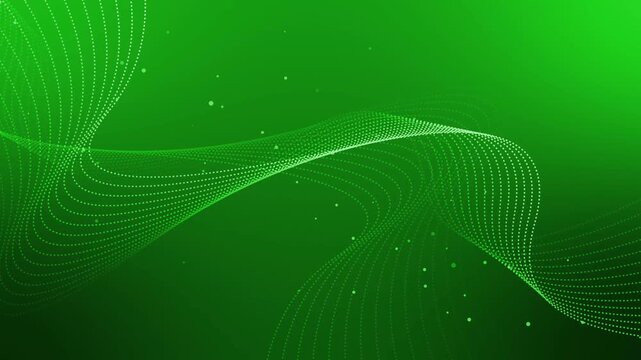 Abstract background with flowing dotted wave lines and bokeh particles animation