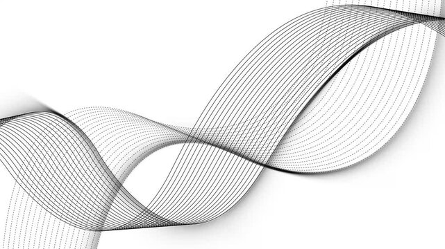 Abstract wave lines on dark gradient background animation, flowing dotted and solid lines creating dynamic modern tech look