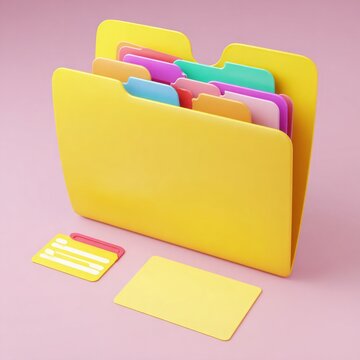Colorful Document Folder Mockup on Pink Background