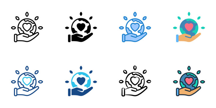 Corporate social responsibility icons set multiple style collection. Editable stroke 
