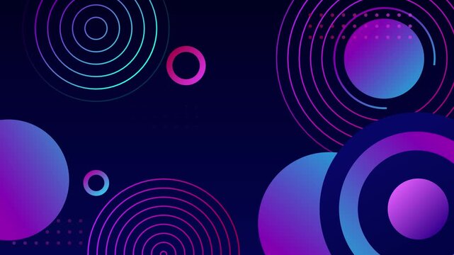 Abstract background with concentric circles and gradient spheres animation