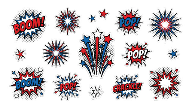 Comic explosion effects with boom pop and zoom text