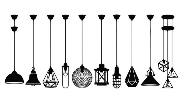 Black hanging light fixtures and lamps