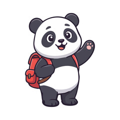 Fototapeta premium Cute Panda With Backpack