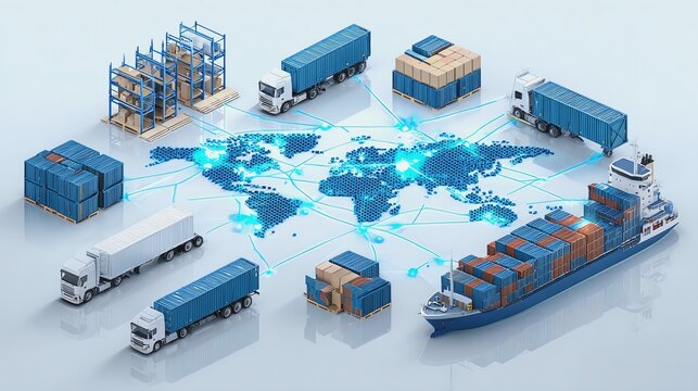 Global logistics and transport network concept.