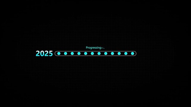 Businessman touching digital progress bar from 2025 to 2026 symbolizing future planning, strategic transition, innovation, and growth with focus on leadership, success,4k animation on black background
