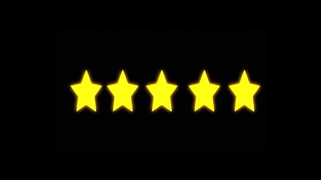 Rating five stars the quality of product and service.golden Five star rating icon animated video .4k video animation
Keywords: