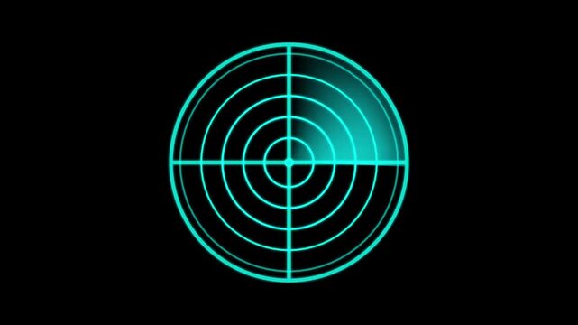 radar screen showing a sweeping sector of the Earth against a animated black background. animation