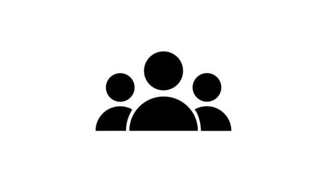 Group of three people icon isolated animation .Community icon,Business and team work icon animation . group people animated on transparent background.