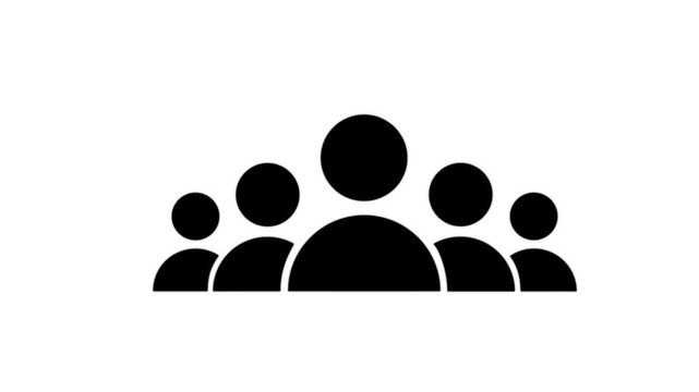 Group of five people icon isolated animation .Community icon,Business and team work icon animation . group people animated on transparent background.
