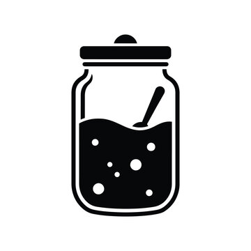Sourdough Starter Jar Silhouette Icon for Artisan Bread Baking