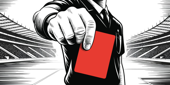 Red card, referee warning, sports illustration, disciplinary action, vector icon