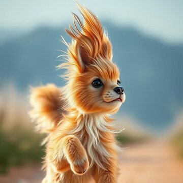 Furry friend taking a stroll with ears flapping in the wind, companion, long ears