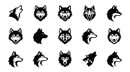 Fototapeta premium Wolf Head Logo Collection Set