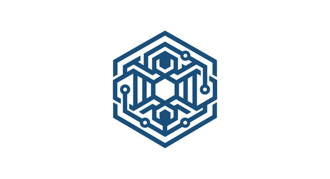 Abstract Hexagon Digital Circuitry Logo Design