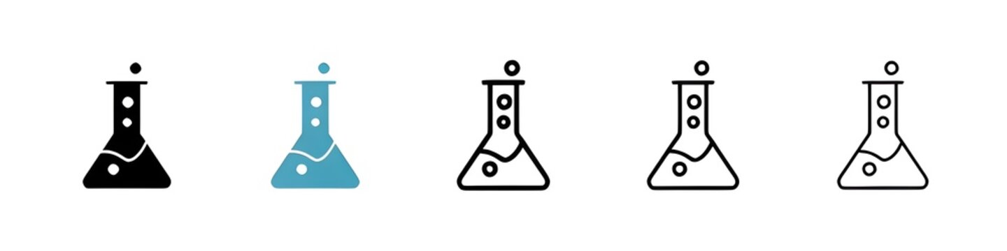 Flask line icon vector set. Thin line customizable illustration. Contour symbol. Vector isolated outline drawing. Editable stroke