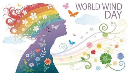Fototapeta premium Colorful World Wind Day illustration celebrating nature, creativity and freedom.