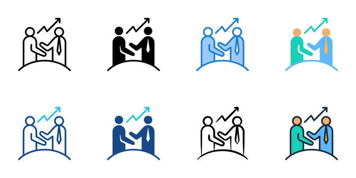 Consulting icons set multiple style collection. Editable stroke 
