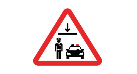 Police Checkpoint Warning Sign: Officer and Patrol Car © abu
