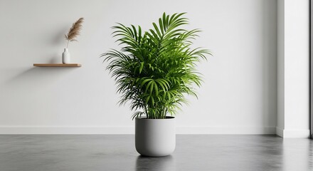 Fototapeta premium Verdant Solitude: A Lush Oasis in Minimalist Light