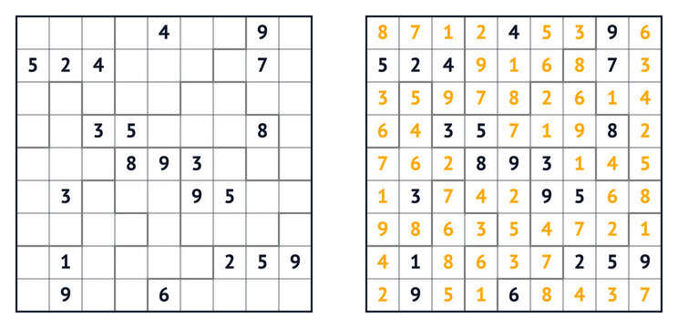 Sudoku puzzle grid with solved and unsolved sections for practice  
