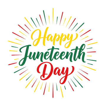 Happy juneteenth day celebration with colorful text