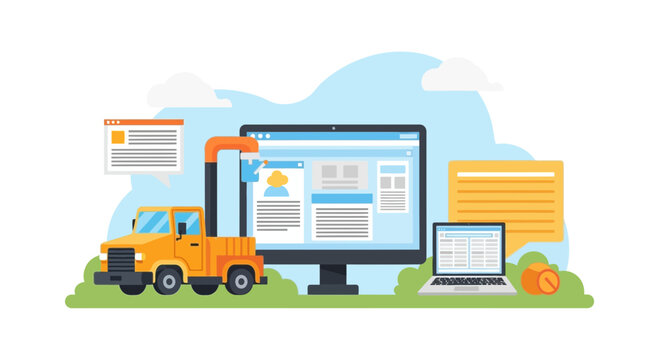 Digital Delivery: Computer, Laptop, Truck, Website Design & Online Services
