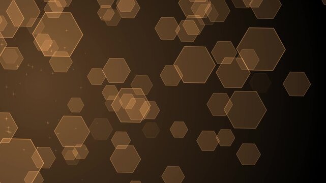 Hexagon tech background animation, Abstract background with translucent hexagons of varying sizes creating a tech-style bokeh effect