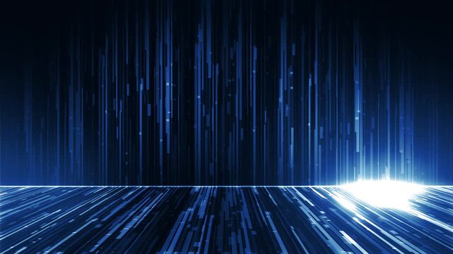 Abstract futuristic blue digital data stream matrix lines background