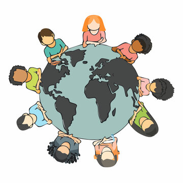 Diverse children united around the globe.

