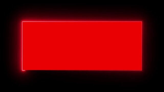 Glow neon light rectangle border frame animation, Futuristic light effect isolated on black Background 4k animation